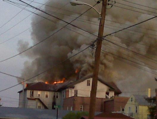 RE-153 goes to Emmitsburg on 3 alarm building fire.
