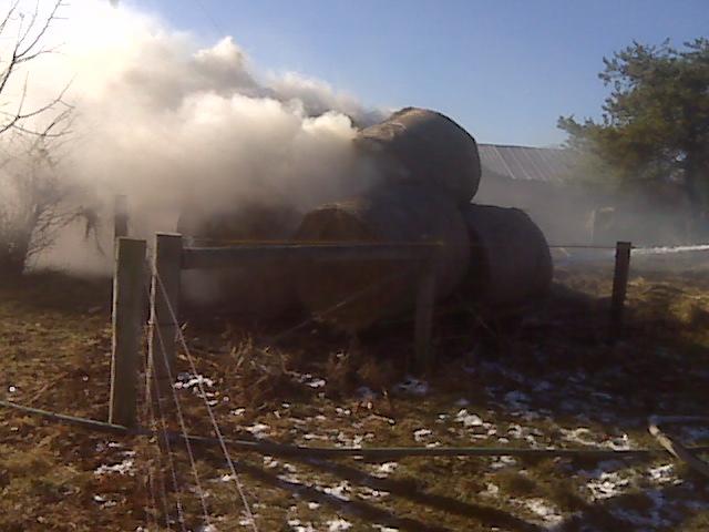 Haybales on fire in the Valley