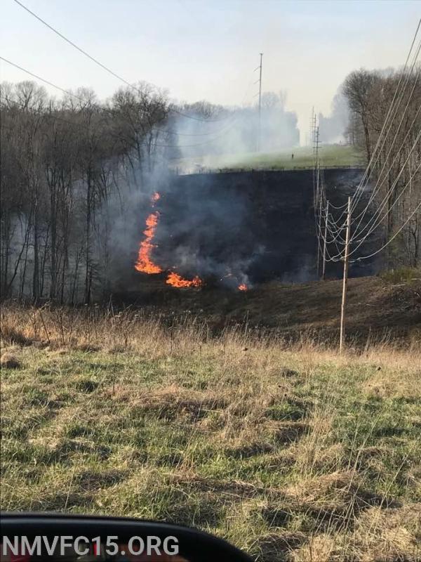 Large field and woods fire off Shirley bohn rd 